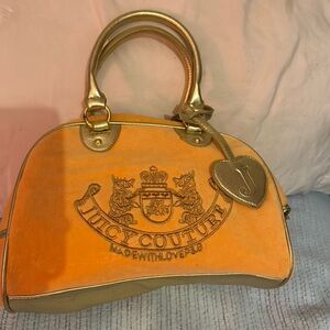 Vintage Juicy Couture Peach and Gold Bowler Bag